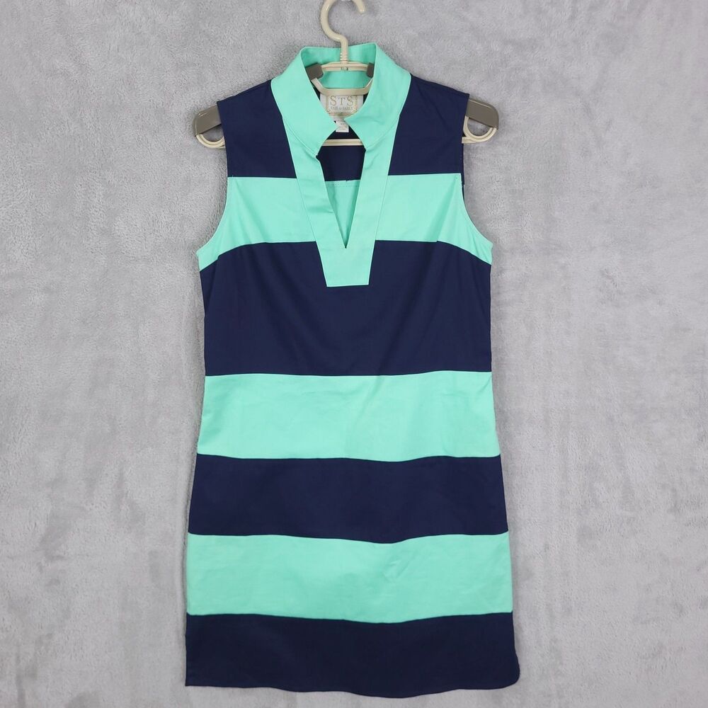 Sail to Sable Shake It All Sleeveless Dress Sz XS Green Blue Colorblock Nautical